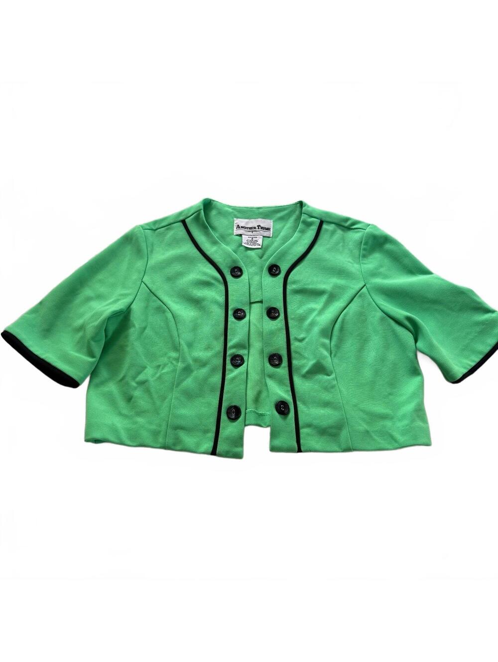Vintage Another Thyme Cropped Blazer Jacket M L Lime Apple Green Whimsygoth Y2K